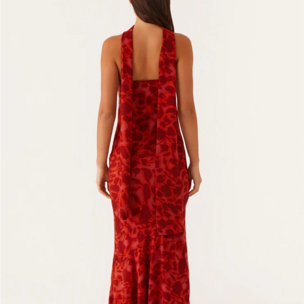 Peppermayo Red Strapless Velvet-Print Gown with Choker - Picture 3 of 4